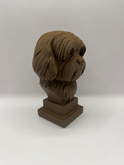 Boomer Hondenbeeld op Sokkel – 3D Geprint Beeld – 15 cm – Wit / Zwart / Bruin